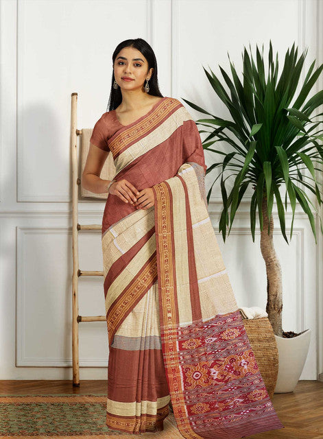 Pink & Maroon Dual Shade Body Bandha Cotton Saree - Elegant Handwoven Design for Every Occasion