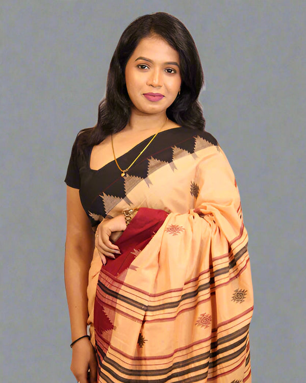 Titli Anchal White Cotton Saree with Ganga Jamuna Border – Traditional Handloom Saree for Women